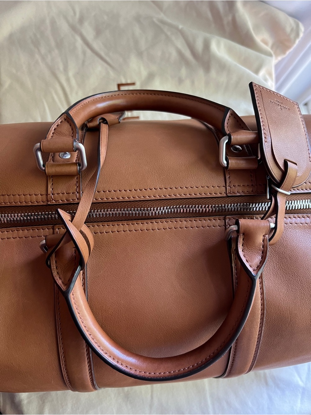 Louis Vuitton Keepall H30 Bandoulière 50 in Millesime Leather Tan - Picture 7 of 16